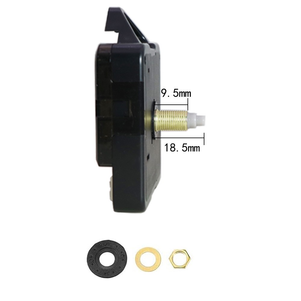 Mouvement d'horloge silencieux avec crochet, longueur d'axe de 18,5 mm.