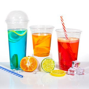 Özel 24Oz <span class=keywords><strong>33Oz</strong></span> temizle Pp fincan buzlu kahve fincanı plastik bardak düz kapaklı