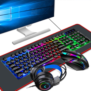 4 <strong>in</strong> 1 Gaming <strong>Keyboard</strong> and Mouse Headphone Combo for PC Gamer Wired RGB Light Strip LED Backlit Mechanical <strong>Keyboard</strong> Set - Product Image 5