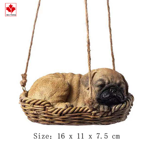 Giống Như Thật Pug Dog Ngủ Trong Wicker Basket Tượng Dài Pet Pal Pudsey Dog Giống Sưu Tập Nhựa Trang Trí Bức Tượng - Product Image 2