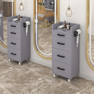 Tủ đựng đồ salon thương mại bằng sắt hiện đại có xe đẩy 4 bánh, thiết kế có thể điều chỉnh, dùng cho tiệm cắt tóc - Product Image 2