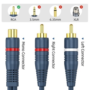 Alta calidad 1 hembra a 2 macho 2 Paquete de cable RCA divisor 1 entrada 2 salida RCA divisor RCA y divisor