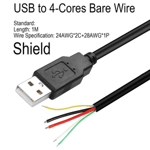 5V USB to Open Stripped Tinned 2 4 Shielded Bare Wire End Pigtail Extension Cable for LED Strip Light Lamp Circuit Board - Product Image 4