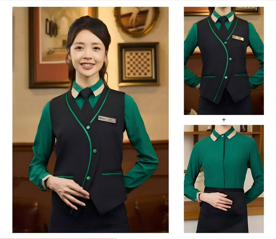 Conjunto de 2 piezas para mujer: camisa verde + chaleco