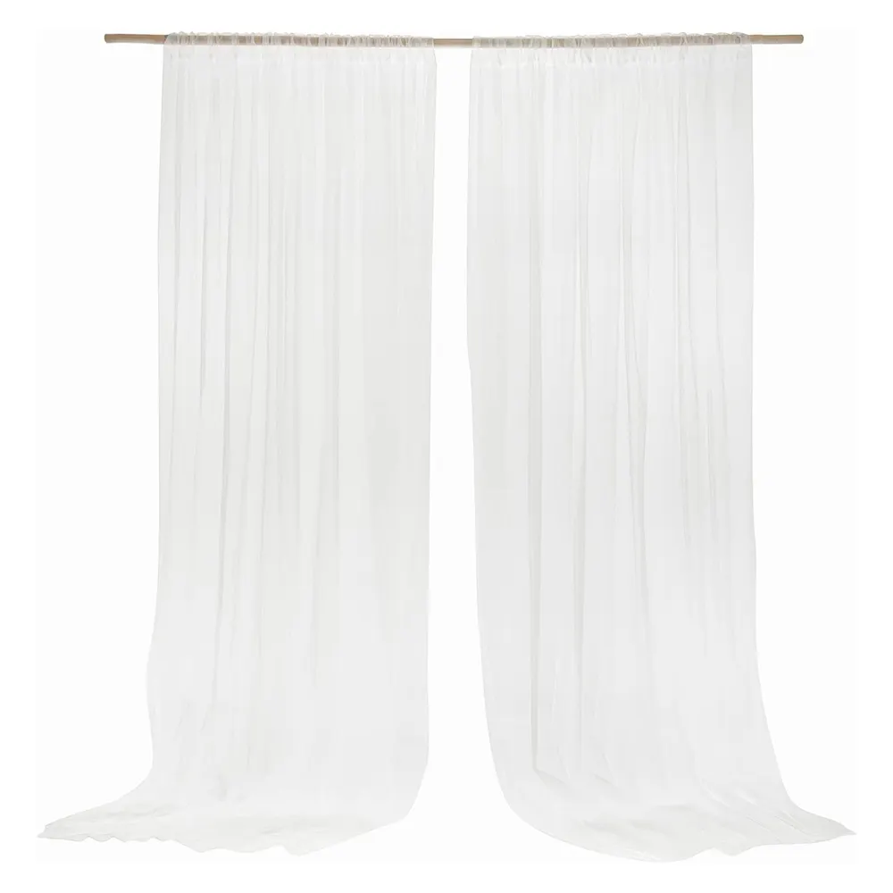 Оптовая Продажа Модные однотонные оконные занавески белые шифоновые занавески для гостиной для свадебного украшения