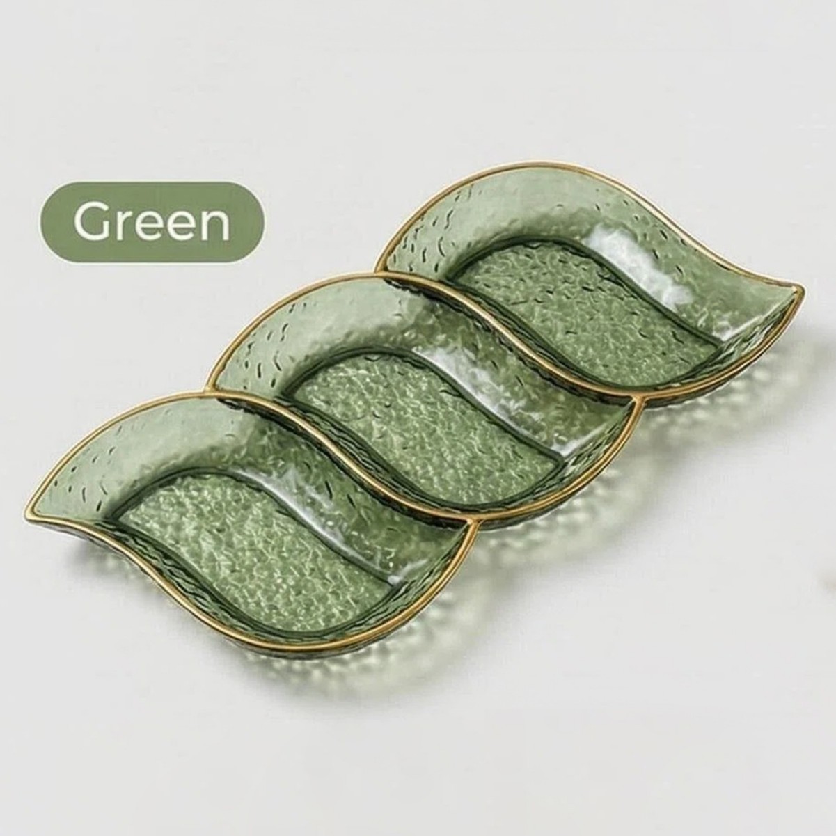 Fruit green - three-piece plate - water ripple gold edge