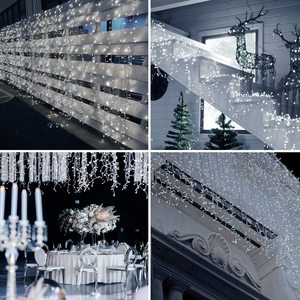 720L 37ft Christmas Icicle <strong>String</strong> <strong>Lights</strong> Plug in with <strong>Remote</strong> <strong>Timer</strong> 8 Modes Decorations Roof Patio House Stairs Party Cold White - Product Image 6