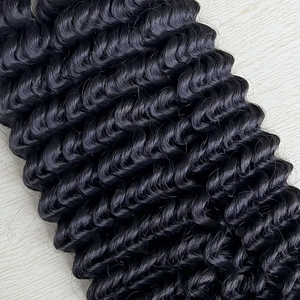 Sâu sóng con người bện tóc số lượng lớn phần mở rộng không có sợi ngang 100% chưa qua chế biến Ấn Độ xoăn Remy số lượng lớn tóc con người cho bện - Product Image 4