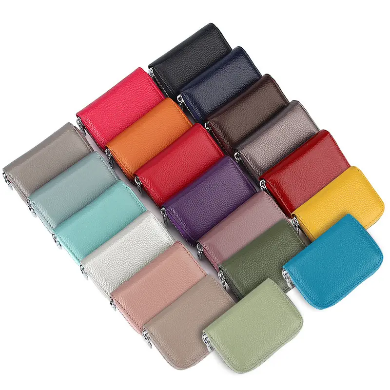 High Quality Leather Protects Case Coin Purse Business Card Wallet Bank/ID/Credit RFID Card Holder Card Wallet