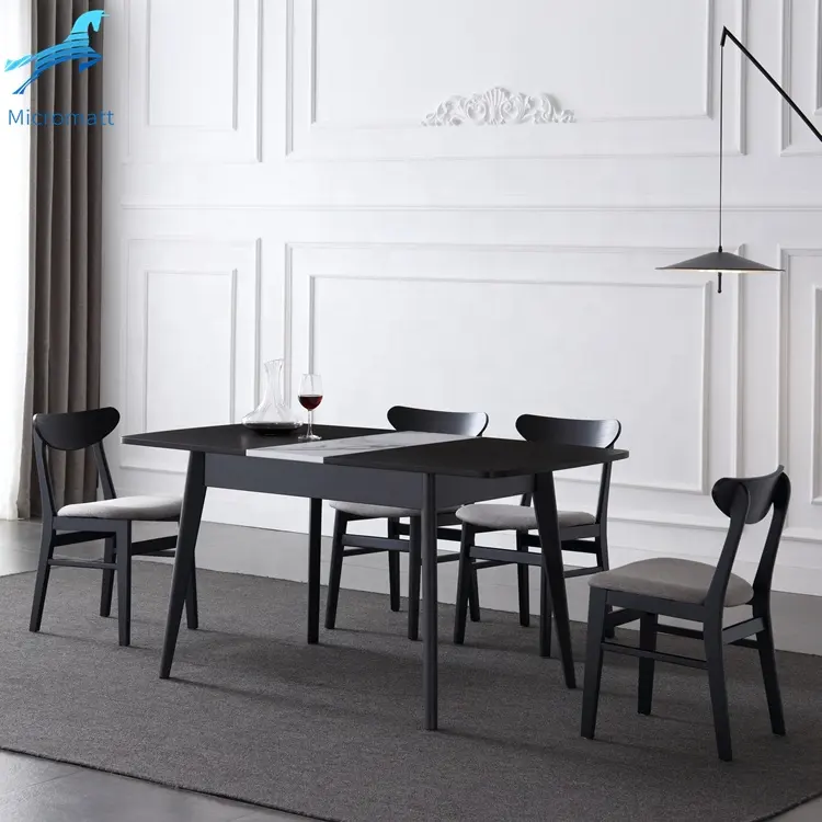 Mesa plegable de melamina de estilo italiano, muebles de comedor, Color negro, 1 mesa, 4 sillas, venta al por mayor