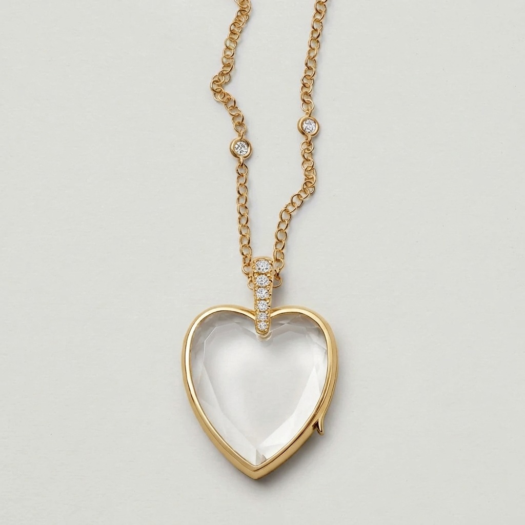 Collier boîte en forme de coeur-boîte vide en or