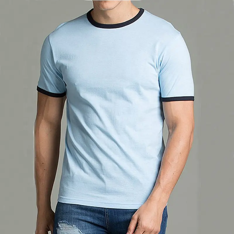 Custom T Shirt Ringer Cielo Blu Camicia di Colore Per Gli Uomini