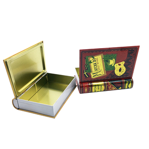 Produttori rettangolo Design scatola di latta in metallo a forma di libro vuota per contenitori di biscotti per biscotti - Product Image 6