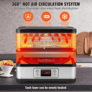 Wallepac Fruit Dehydrators Machine Fruit and Vegetable 5 Trays Home Drying Machine With <strong>Digital</strong> <strong>Timer</strong> and <strong>Temperature</strong> <strong>Control</strong> - Product Image 3