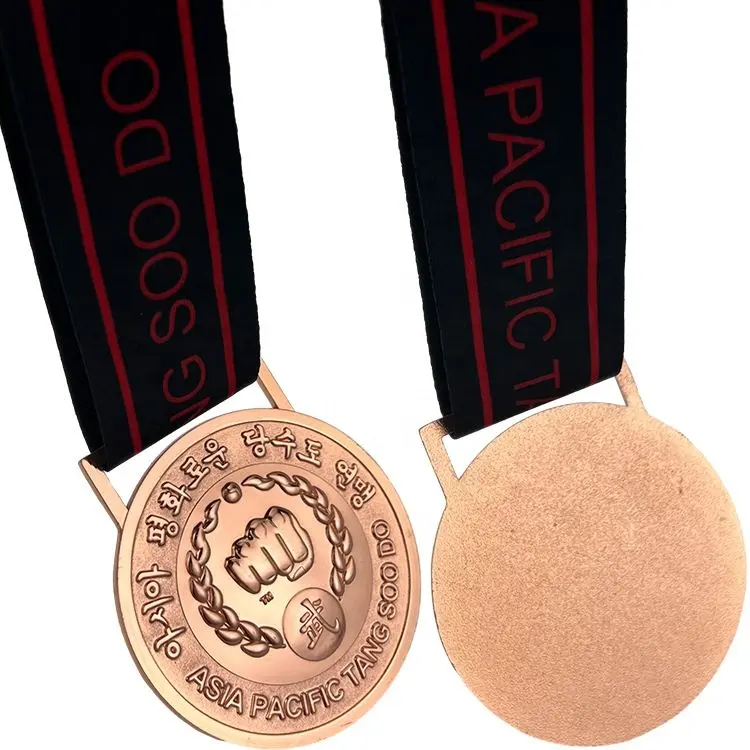 Medalha de ouro para esportes, medalha de metal personalizada barata com fita para judô, taekwondo e karatê, em liga de zinco esmaltada