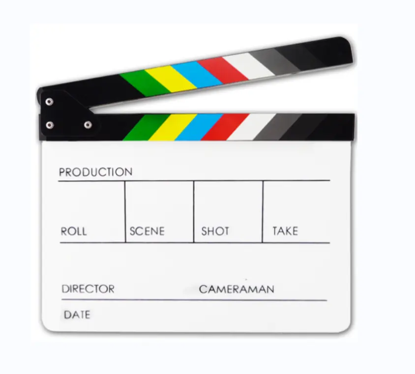 Panneau de Clap de Film de Film Acrylique Effaçable à Sec Planche de Clapet de Film de Réalisateur en Bois avec Bâtons Colorés