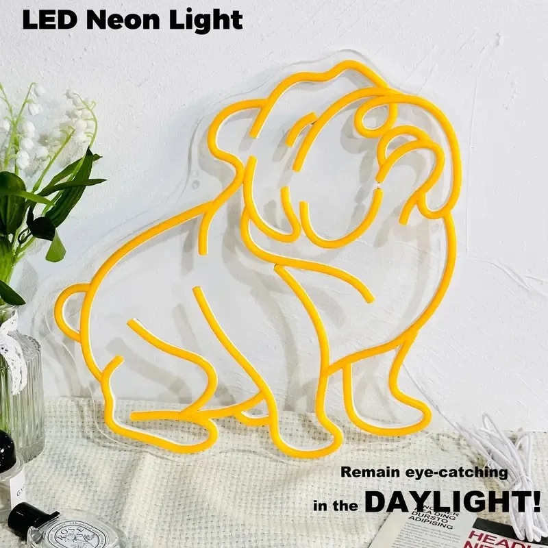 Dropshipping diseño personalizado gratuito Led luz de neón Bulldog británico letrero de neón hecho a medida boda para dormitorio fiesta hogar