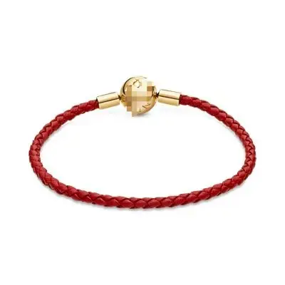 Pulseras de cuero tejidas para hombre y mujer, modelo clásico, de Color rojo, pulsera de aniversario, Unisex