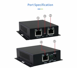 ギガビットPoEネットワークイーサネットスイッチPoEエクステンダー250メートル、1ポート10/100M/1000M Rj45入力2ポートRj45出力 - Product Image 3