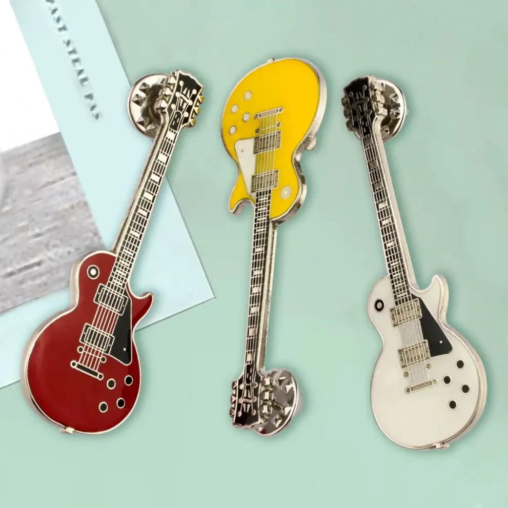 Hart Liefde Ontwerp Broche Pin Vrouwen Muziek Custom Metalen Stukken Gitaar Muziekinstrumenten Pins