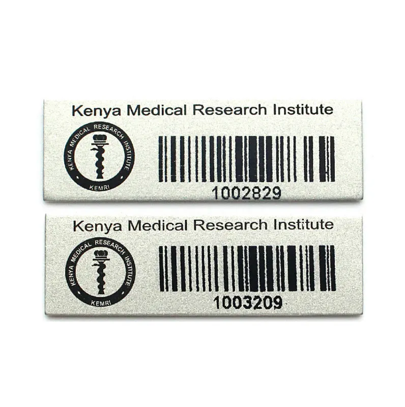 Professional Customizable Design Waterproof Aluminium Name Plates and Barcode Labels Washable Metal Tags for Packing