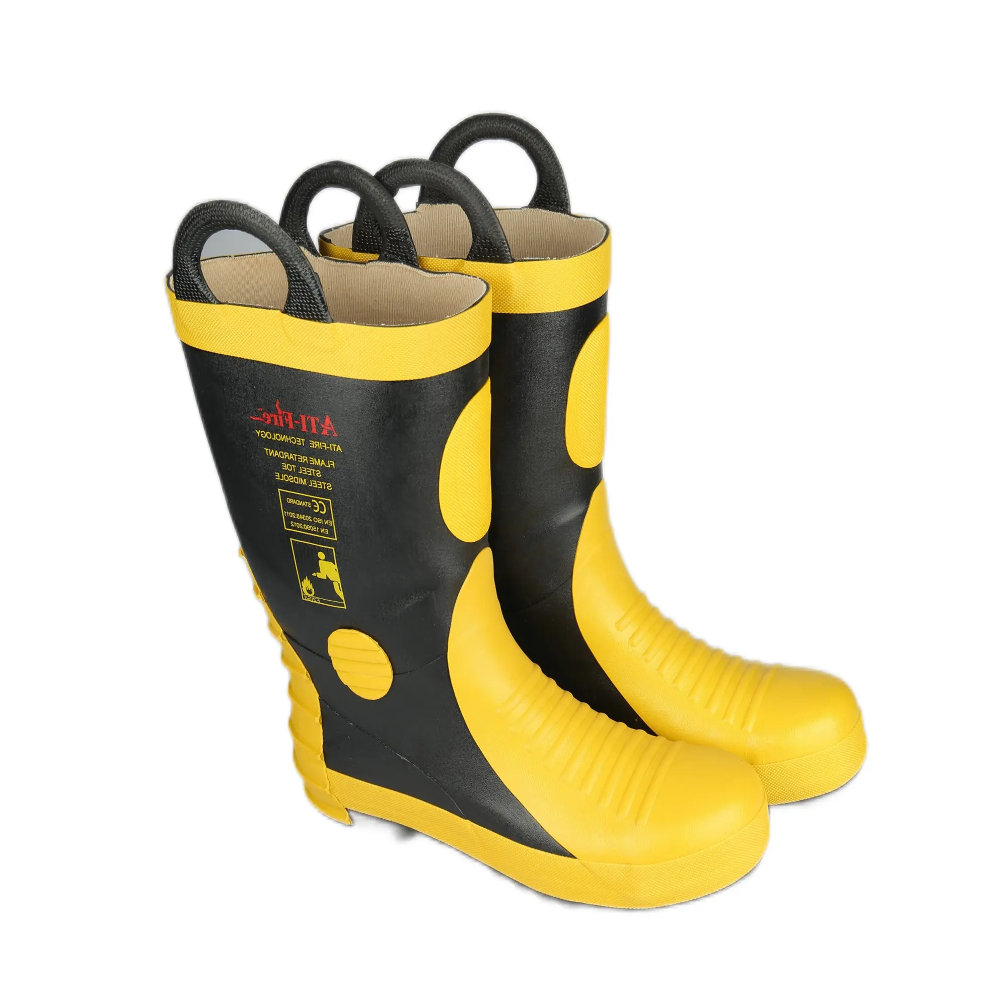 Anti abrasion Firefighter Boots CE Approved EN15090 Fireman Fire Rubber Boots