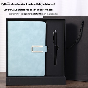 Özelleştirilmiş A5 Deluxe yumuşak deri kılıf dizüstü Set promosyon iş hediye kutusu ile stokta 100 iç sayfa ve kalem - Product Image 6