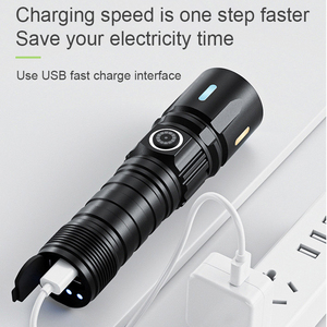 Công suất cao siêu sáng ngân hàng điện mạnh mẽ đèn pin nhỏ USB có thể sạc lại hợp kim nhôm trắng Laser đèn pin chiến thuật - Product Image 3