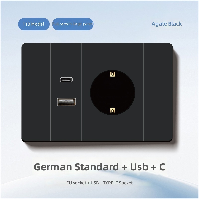 German European socket+USB+Type-C