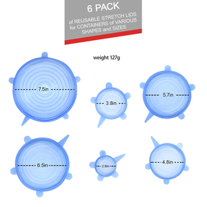 Mỹ Tốt Nhất Người Bán Lfgb Cấp Thực Phẩm Silicone Căng Nắp 6 Gói Kích Cỡ Khác Nhau Siêu Hút Bát Bìa Bằng Lò Vi Ba Tái Sử Dụng - Product Image 5