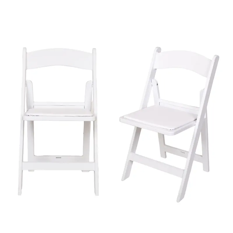 Vente en gros de chaises de jardin durables en résine blanche pour banquet de mariage en plein air chaise de mariage blanche pliante en plastique pour événement