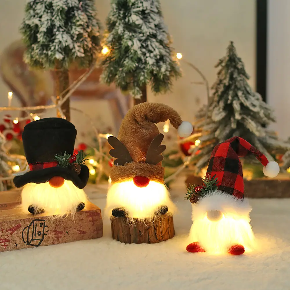 Tomte luz de pelúcia para decoração de natal, gnome de pelúcia com papai noel natal, boneca gonk gnome, festa, decoração de mesa, casa, enfeite, 2022
