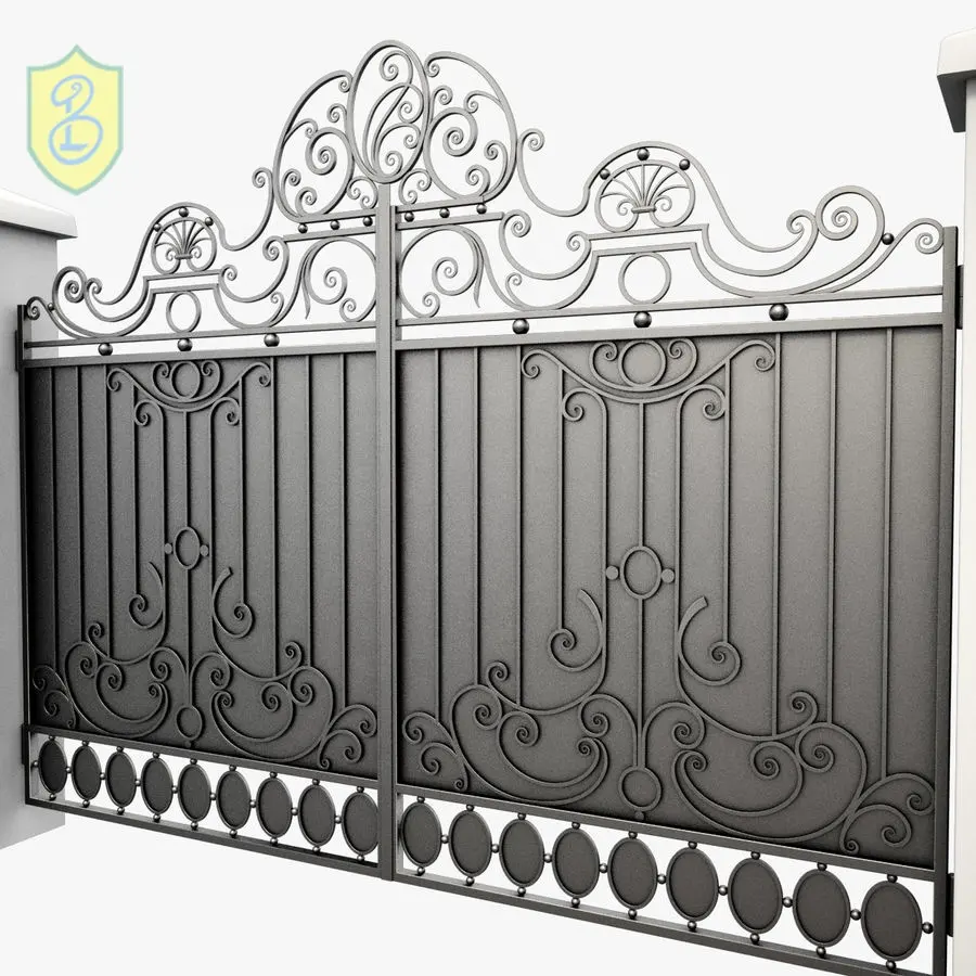 Porta de ferro forjado decorativo, gatos de ferro forjado de aço simples moderno design de portão
