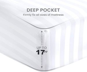 4-teiliges Bettwäsche-Set, weiß gestreiftes Bettlaken-Set für Hotels - Product Image 5