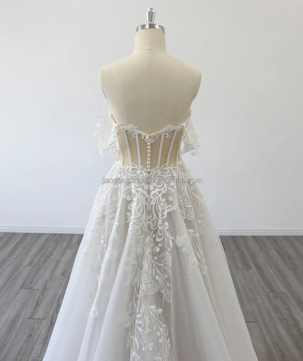Vestidos de novia 2024 vestido de bola fuera del hombro vestido de novia con encaje