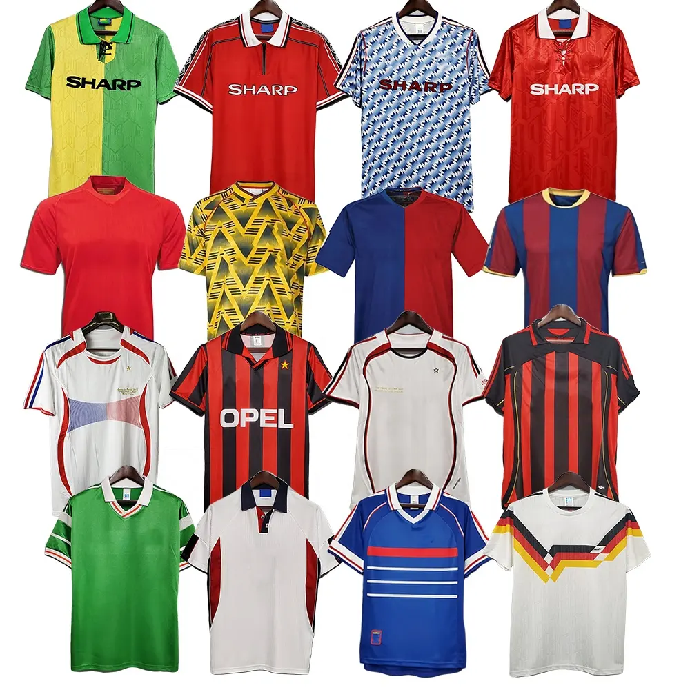 Großhandel V-Ausschnitt Laufen T-Shirt Männer auf Lager Fußball trikot Hersteller leer thailändische Qualität Retro Futbol Trikot Fußball bekleidung gesetzt