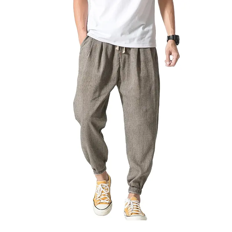 Брюки-султанки XQM мужские хлопково-льняные, повседневные джоггеры, летние брюки, мешковатые штаны в китайском стиле