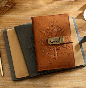 Personalizable Vintage hecho a mano viaje A5 en relieve 3D patrón Pu cuero bloqueable cuaderno diario de negocios con cerradura - Product Image 1