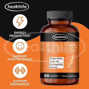 Suplemen kesehatan untuk pria Gingko Biloba dan Panax merah Ginseng Ashwagandha 60 Kapsul Ginseng - Product Image 4