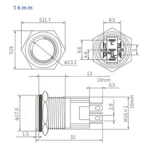 Waterproof Metal on Off <strong>Switch</strong> <strong>Push</strong> <strong>Button</strong> 10Mm 12Mm 16Mm 22Mm Ip67 Led Custom Symbol 19Mm <strong>Push</strong> <strong>Button</strong> <strong>Switches</strong> Rgb With Light - Product Image 2