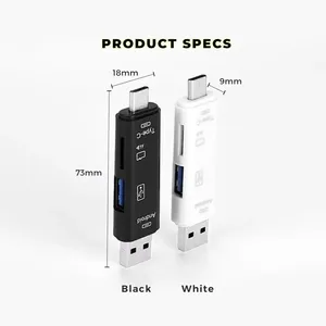 Sıcak satış Mini yüksek hızlı 5 In 1 tip C mikro Usb çoklu bellek kart okuyucu Usb 3.0 Otg cep telefonu Tf kart okuyucu - Product Image 6