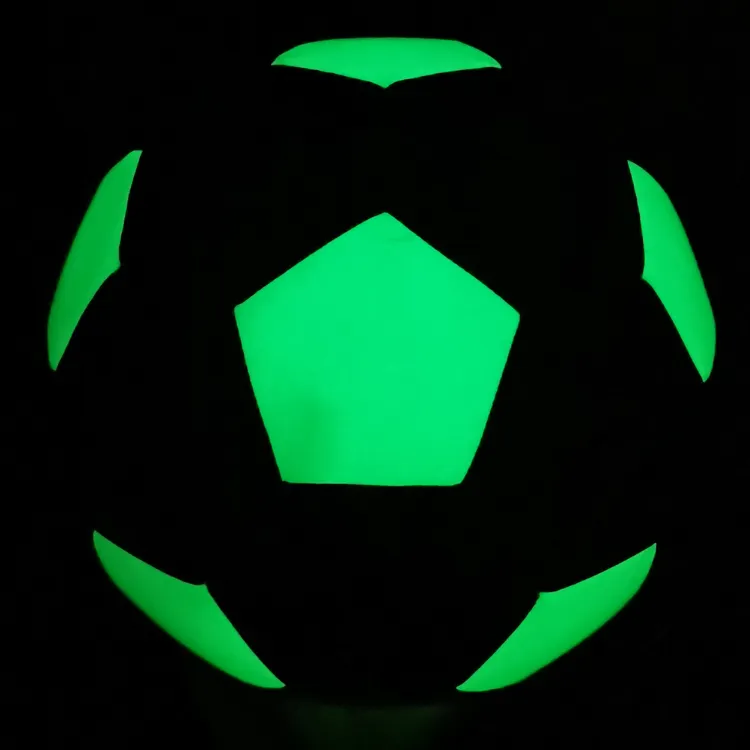Bola de fútbol de tamaño oficial personalizada que brilla en la oscuridad, bola de fútbol superbrillante, iluminada, Flash, bola cosida