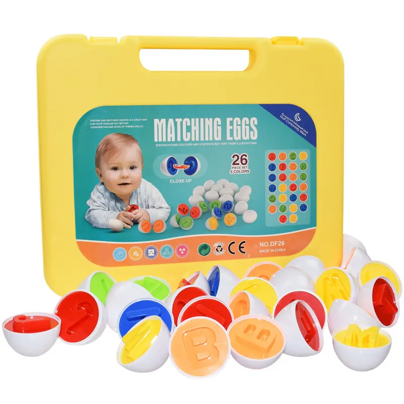Juguete educativo Gráficos de huevos simulados para niños, juguetes a juego de frutas y verduras, juguetes geométricos a juego de huevos