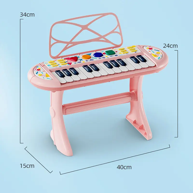 Mini Piano Electronic Organ 24 Key Grand Teclado Piano com Music stand bipé Musical Baby Toy for Kids