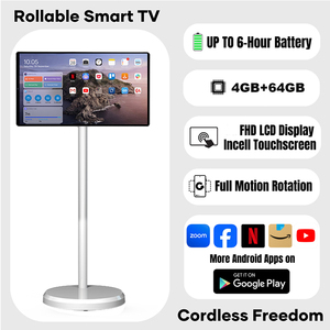2024 yeni taşınabilir Tv televizyonlar 21.5 inç Lcd reklam ekranı taşınabilir Tv tekerlekler üzerinde elektronik akıllı tv'ler standı ile - Product Image 2