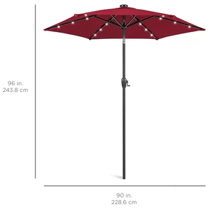 9英尺太阳能发光二极管露台伞桌伞，带泳池甲板和庭院底座 - Product Image 4