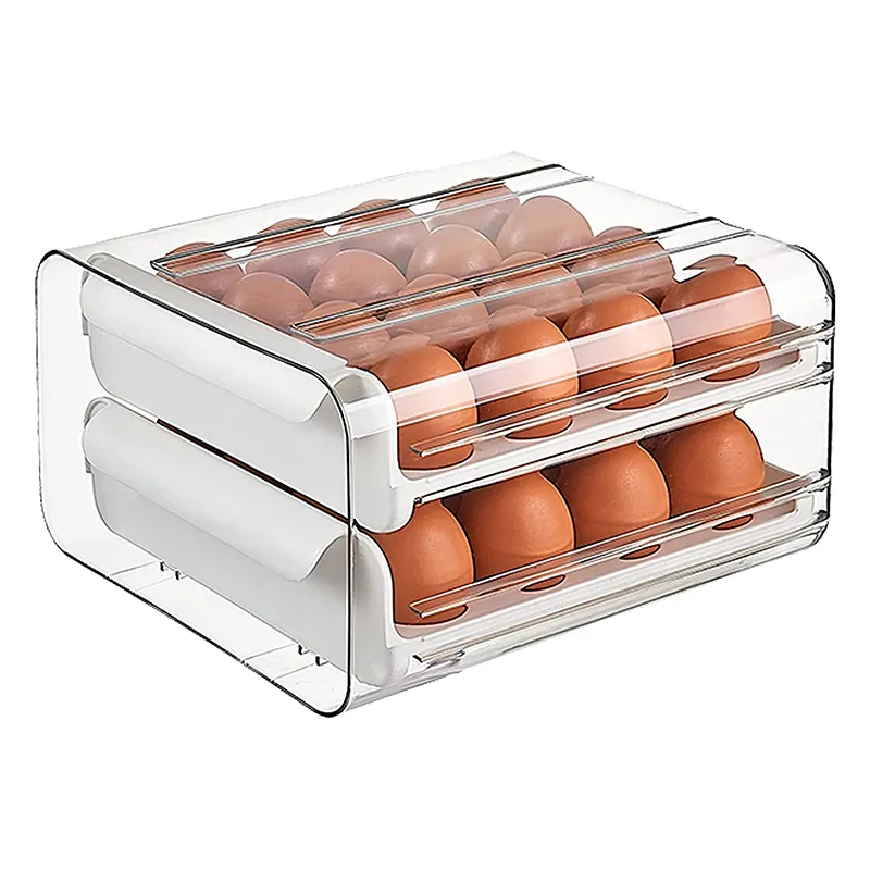 Boîte empilable en plastique pour cuisine, organiseur, réfrigérateur, boîte de rangement des œufs