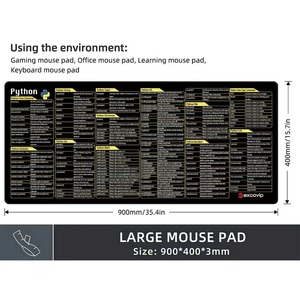 Newest Python <strong>Excel</strong> Desk Mat Keyboard Shortcut Mouse Pad XL,XXL Extended Rubber Non-Slip Rubber Custom Desktop Mouse Pad - Product Image 2