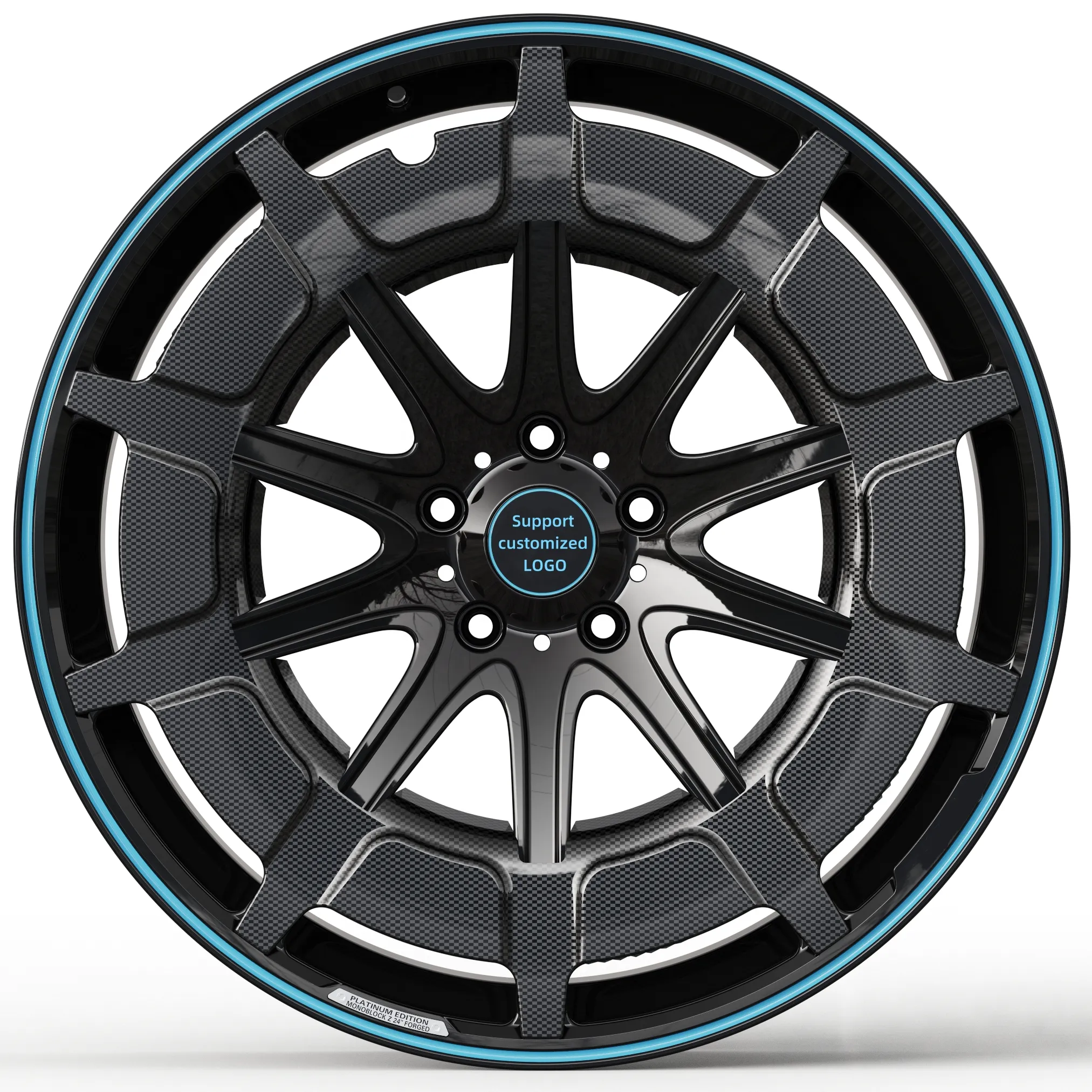 WHEELUX Supply 20 21 2223インチ鍛造リムホイールブラックカーボンプレート粉体塗装ホイールGクラス用ティファニーブルーボーダー付き