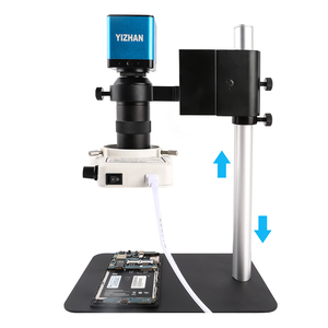Cámara de microscopio monocular 130X Lente de zoom Anillo de luz LED Soporte de base pequeña Reparación de placa base de computadora de teléfono celular - Product Image 3